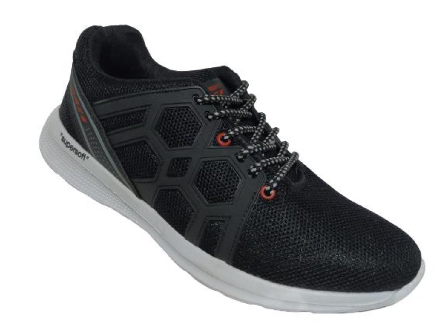 Lakhani Brand Men's Pace-777 Laced Sports Shoes (Black/Red) :: RAJASHOES