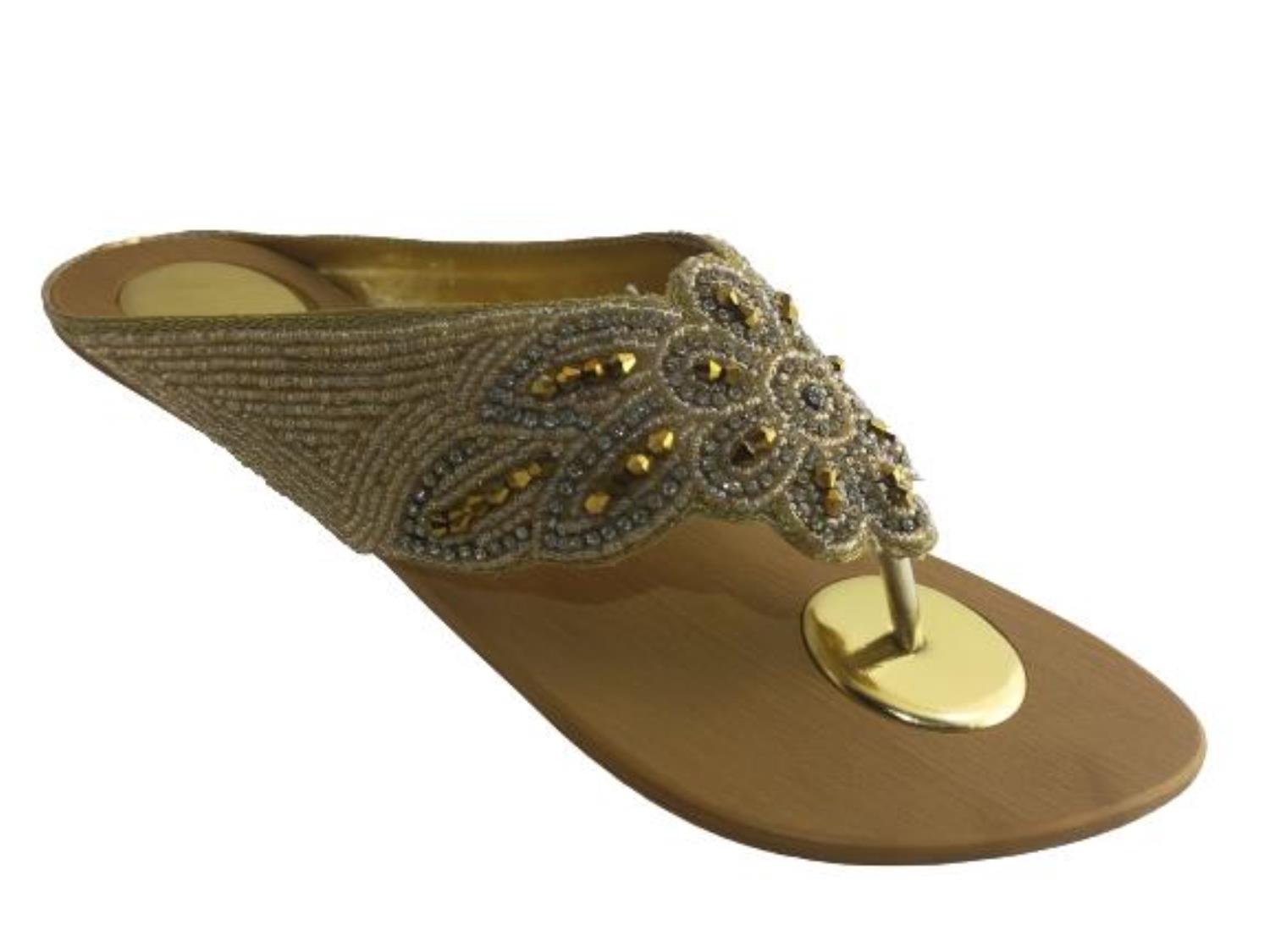 Golden flat 2024 chappal