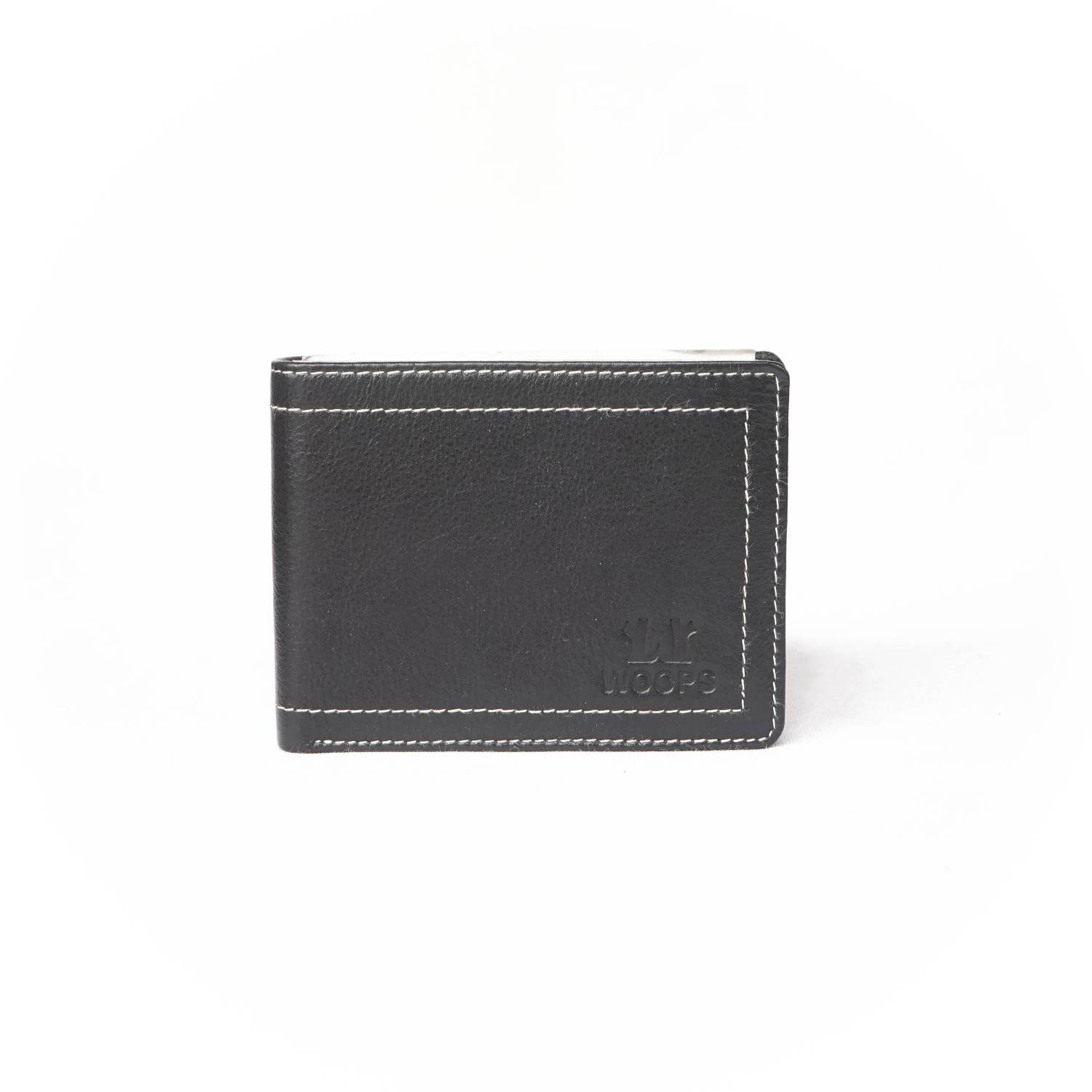 Woops Brand Men's Black Leather Money / Card Wallet 124 (Black ...