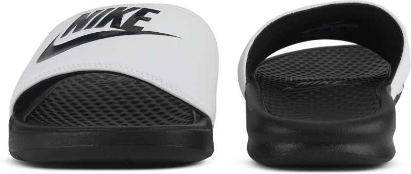 Nike benassi slides mens black and white hot sale