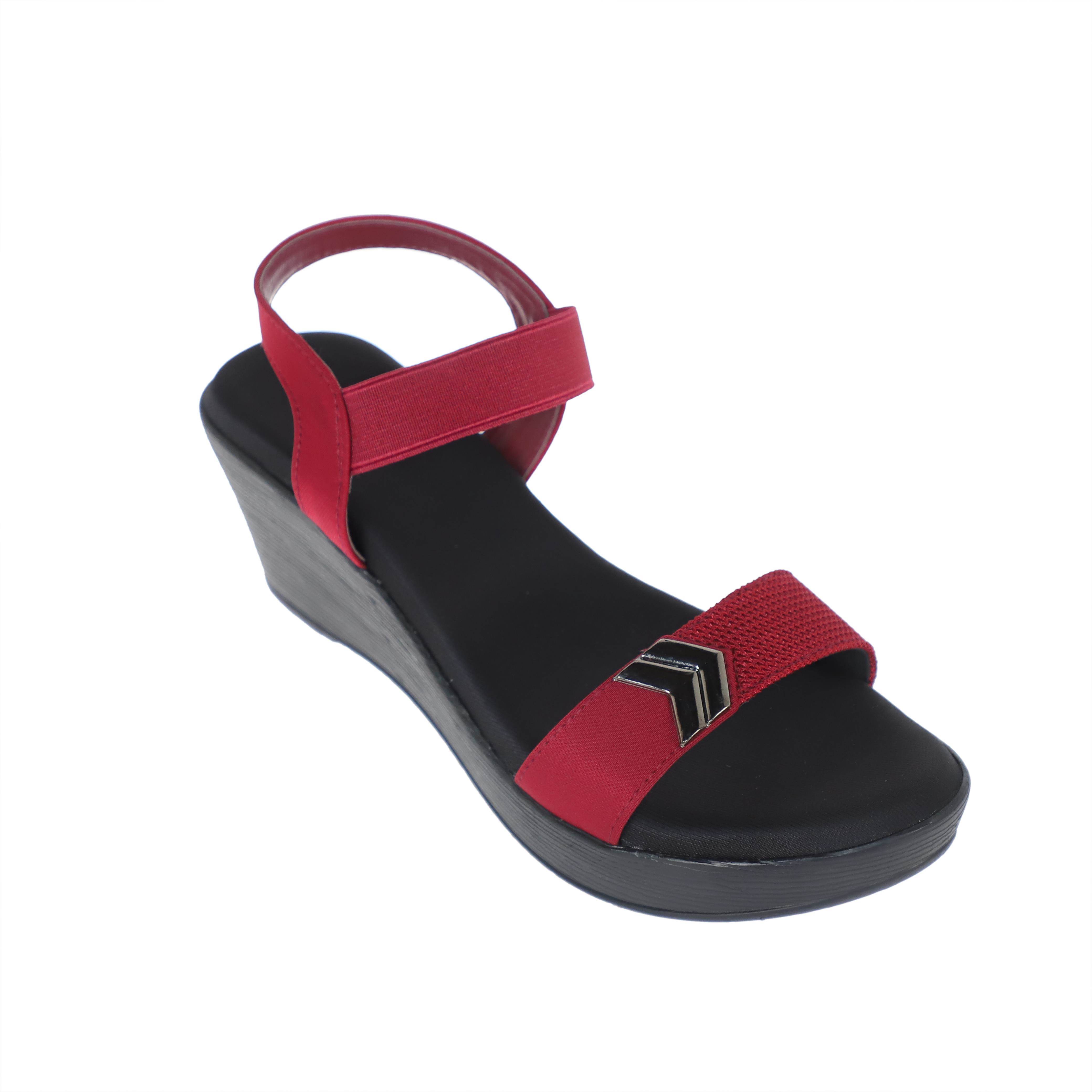 Sanlee Brand Womens Casual Block Heel Sandal LSP4077 (Maroon) :: RAJASHOES