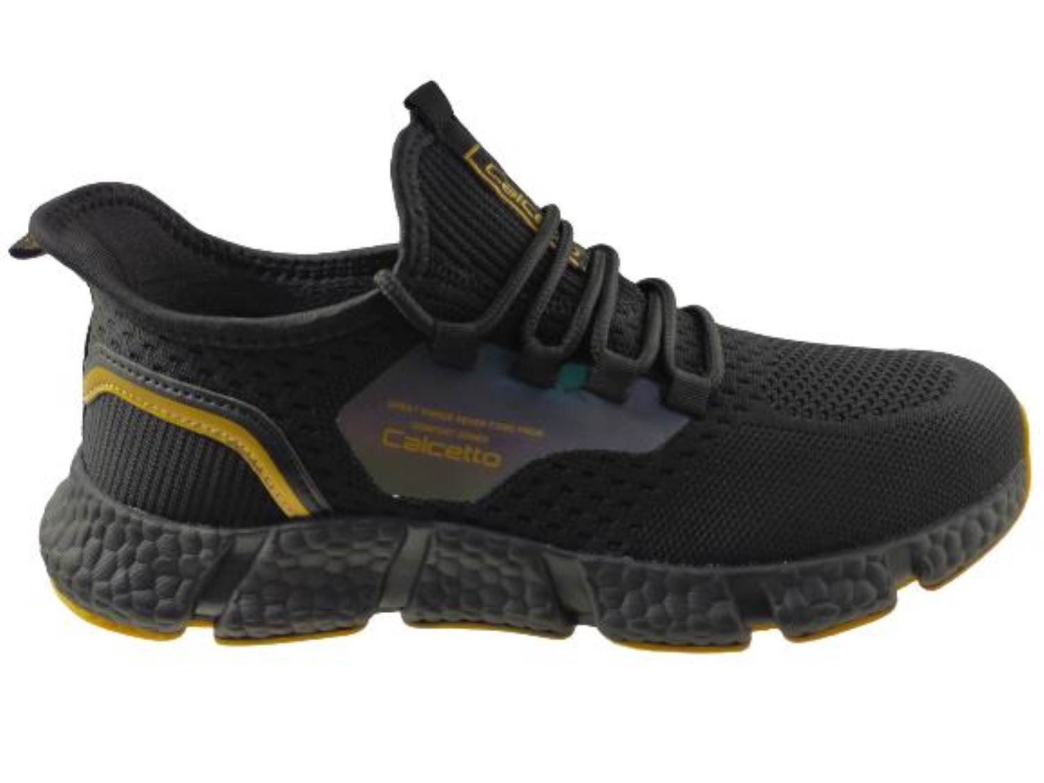 Calcetto Brand Men's CLT0936 Laced Sport Shoes (Black/Gold) RAJASHOES